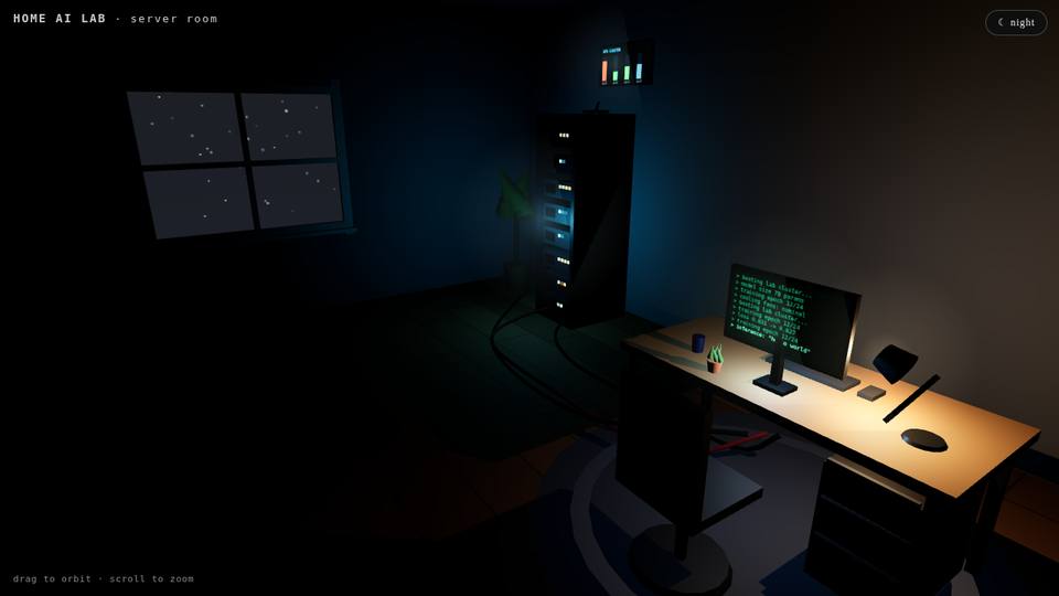 3D scene built by Qwen3.8 27B