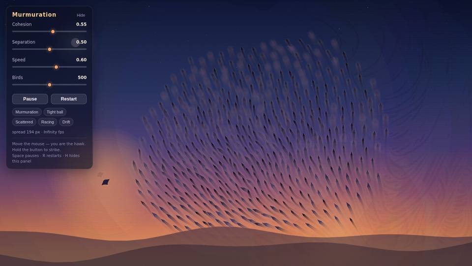 Bird flock built by Qwen3.8 27B