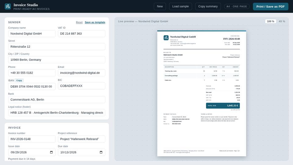 Invoice generator built by Qwen3.8 27B