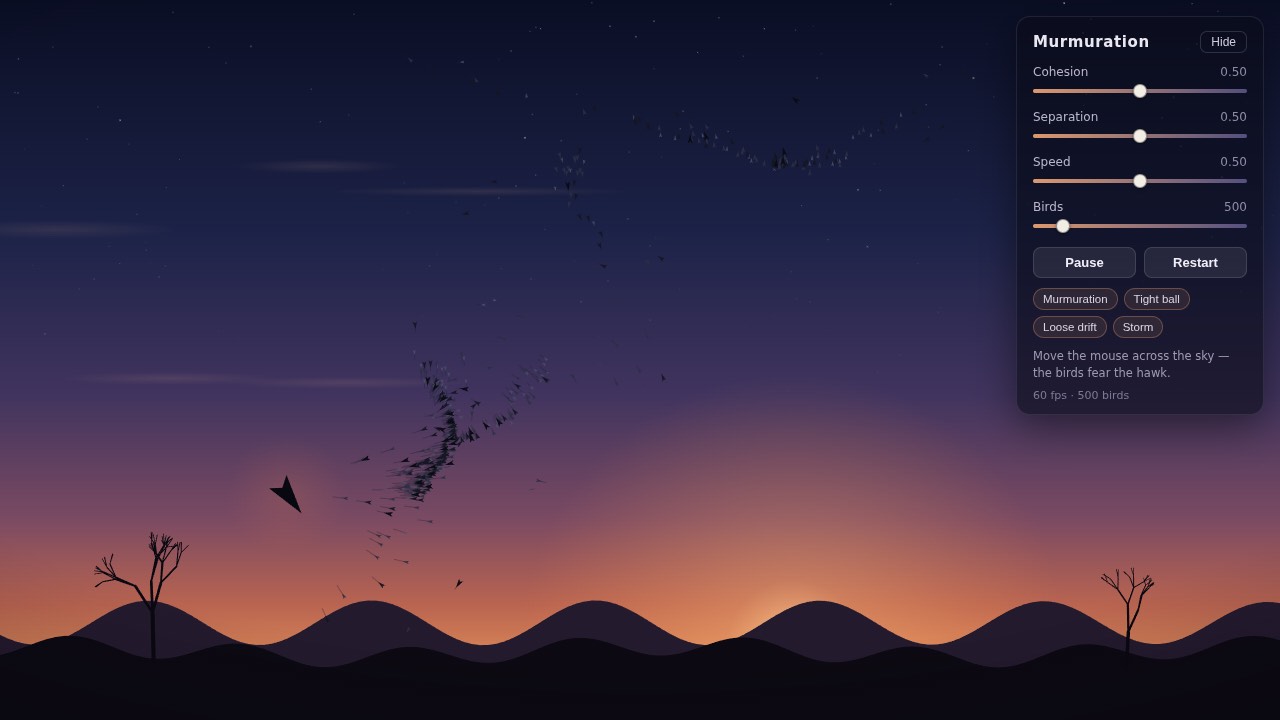 Bird flock built by llama.cpp UD-Q3_K_XL