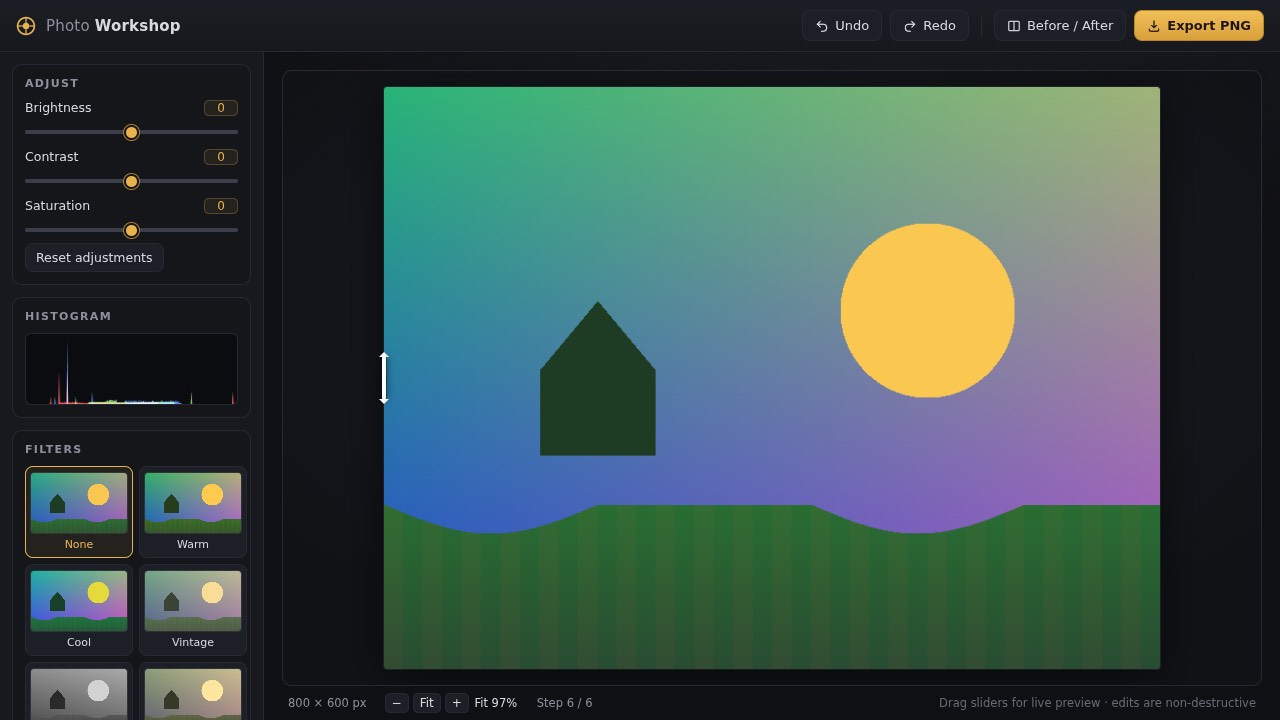 Photo editor built by Mia's TensorFold kit