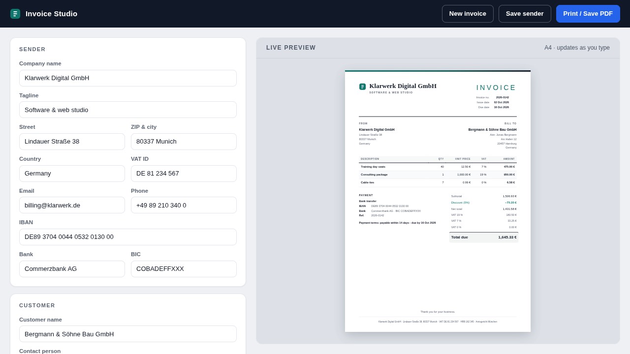 Invoice generator built by TensorFold 0.6.0