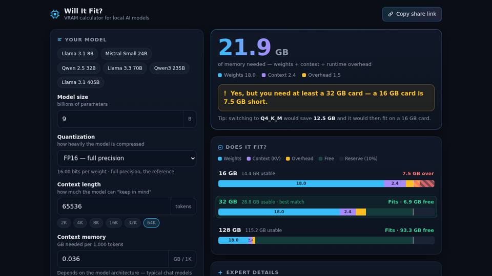 Model fit calculator built by GLM-5.3-Flash