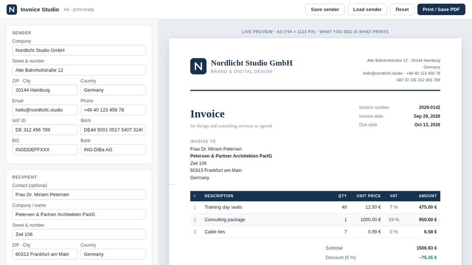 Invoice generator built by GLM-5.3-Flash