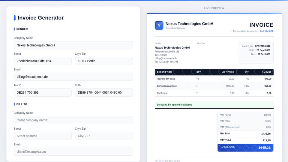 Invoice generator built by Qwen3.6 35B-A3B
