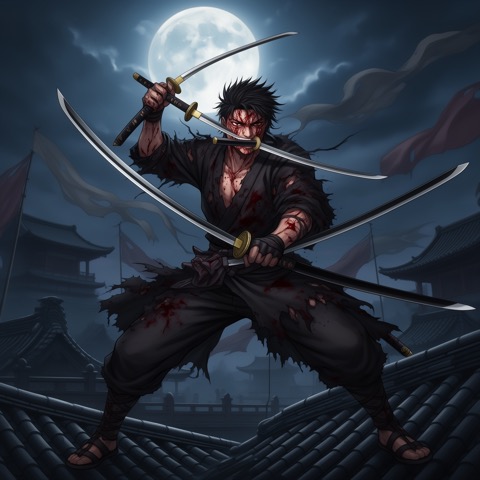 FLUX.2 [dev] · RTX 5060 Ti · 16 GB · three-sword-warrior, seed 4210
