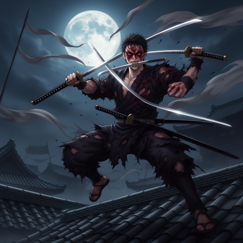FLUX.2 [dev] · RTX 5060 Ti · 16 GB · three-sword-warrior, seed 4211