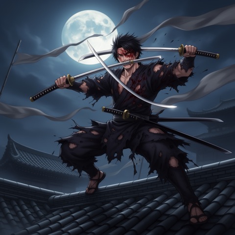 FLUX.2 [dev] · RTX 5090 · 32 GB · three-sword-warrior, seed 4211