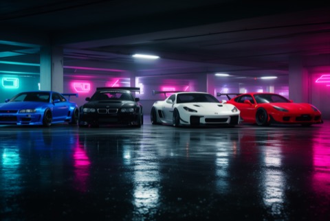 FLUX.2 [dev] · RTX 5060 Ti · 16 GB · four-legend-cars, seed 4210