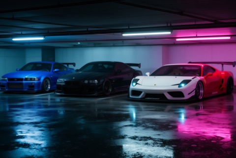 FLUX.2 [dev] · RTX 5060 Ti · 16 GB · four-legend-cars, seed 4211