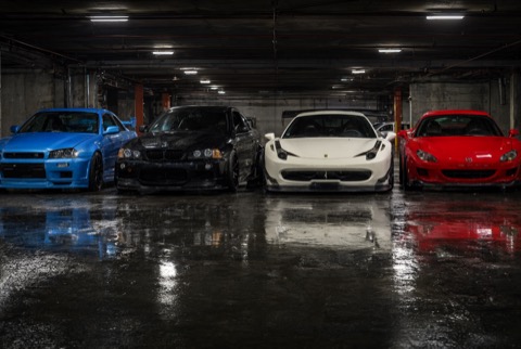 Qwen-Image 2.1 · RTX 5060 Ti · 16 GB · four-legend-cars, seed 4210
