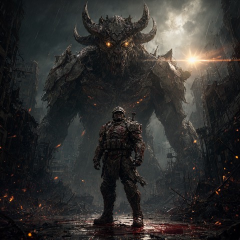 Qwen-Image 2.1 · RTX 5060 Ti · 16 GB · soldier-vs-monster, seed 4211
